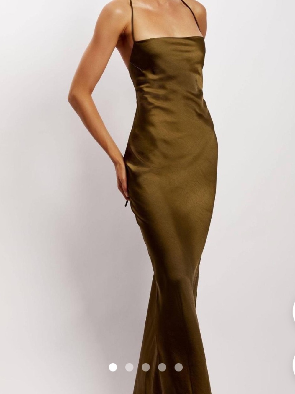 meshki sydney straight neck slip maxi dress khaki